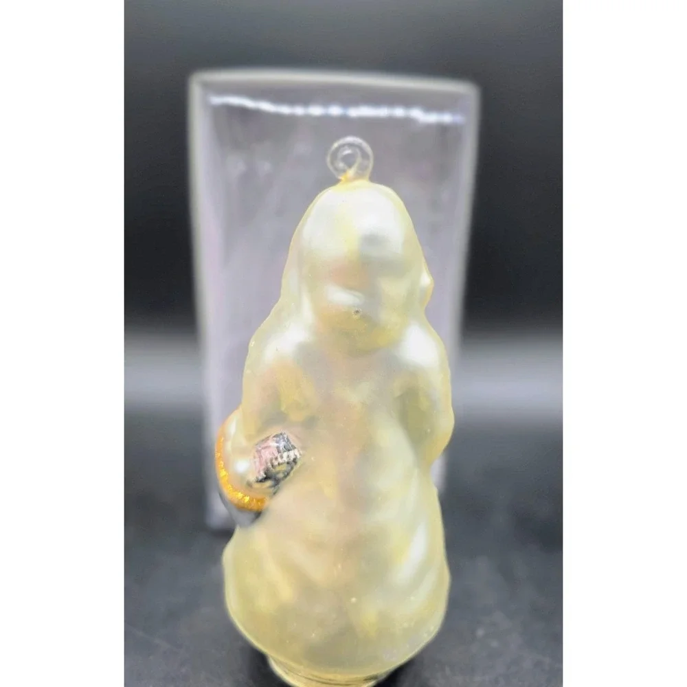 Vintage Dept 56 Hand Blown Glass Christmas Ornament Silver Santa #5 Box